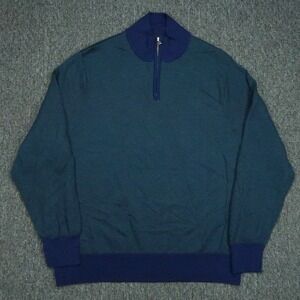 Bonobos Sweater‎ Mens XXL Green Blue Chevron Quarter Zip Merino Wool
